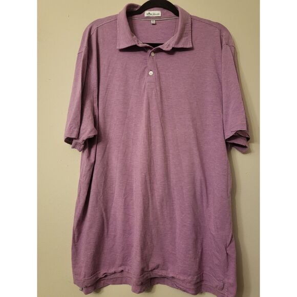 Peter Millar Crown Sport Cotton & Silk Striped Golf Polo Shirt Men's Size XL - Picture 1 of 4